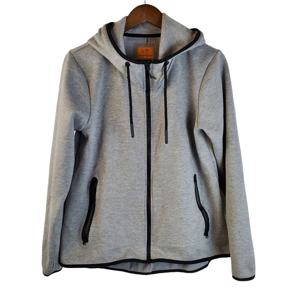 Champion Jacket Womens Medium‎ Gray Black Trim Victory Fleece Athletic Casual